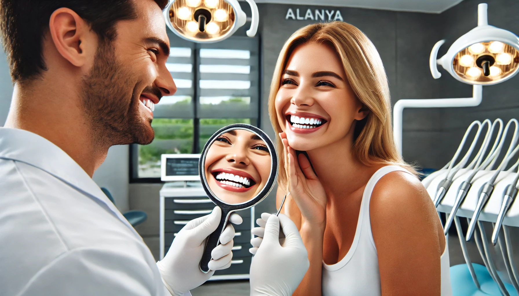 Diş beyazlatma işlemi ile lekesiz, ışıltılı ve doğal bir gülümseme için Alanya Diş Doktoru’na başvurun! 